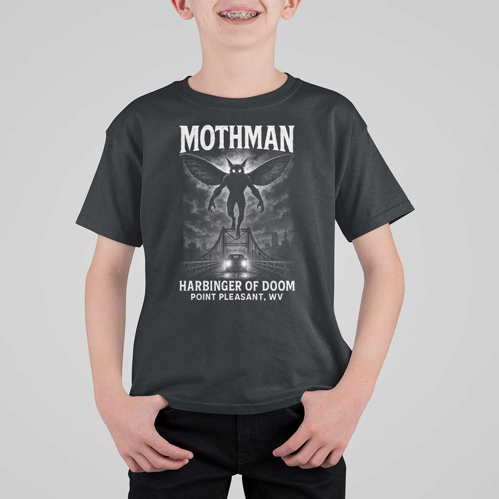 Mothman T Shirt For Kid Horror Poster Halloween Harbinger of Doom Cryptid Creature - Wonder Print Shop