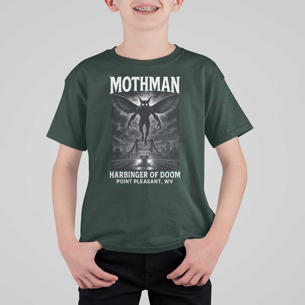 Mothman T Shirt For Kid Horror Poster Halloween Harbinger of Doom Cryptid Creature - Wonder Print Shop