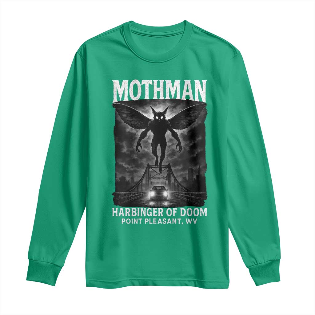 Mothman Long Sleeve Shirt Horror Poster Halloween Harbinger of Doom Cryptid Creature - Wonder Print Shop