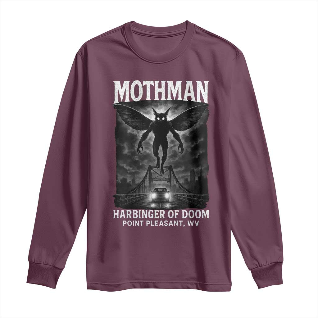 Mothman Long Sleeve Shirt Horror Poster Halloween Harbinger of Doom Cryptid Creature - Wonder Print Shop