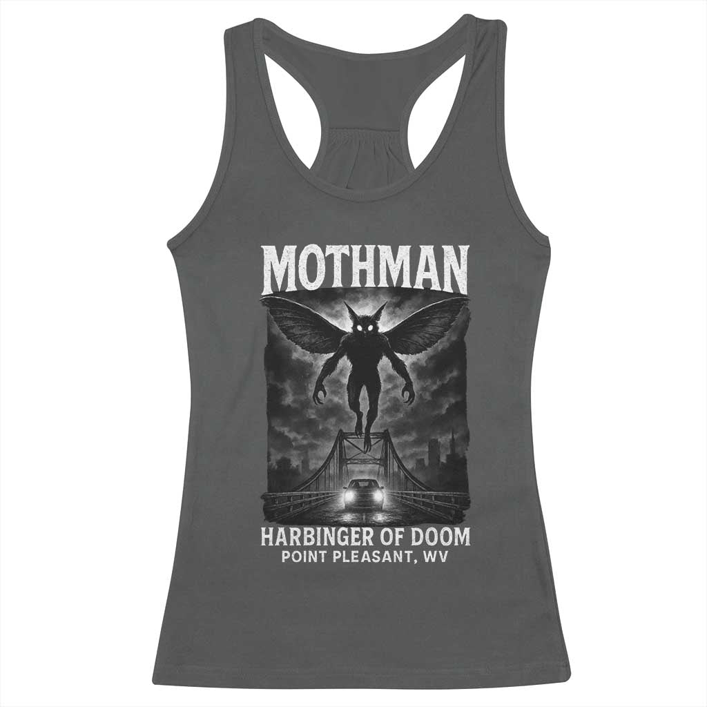 Mothman Racerback Tank Top Horror Poster Halloween Harbinger of Doom Cryptid Creature - Wonder Print Shop