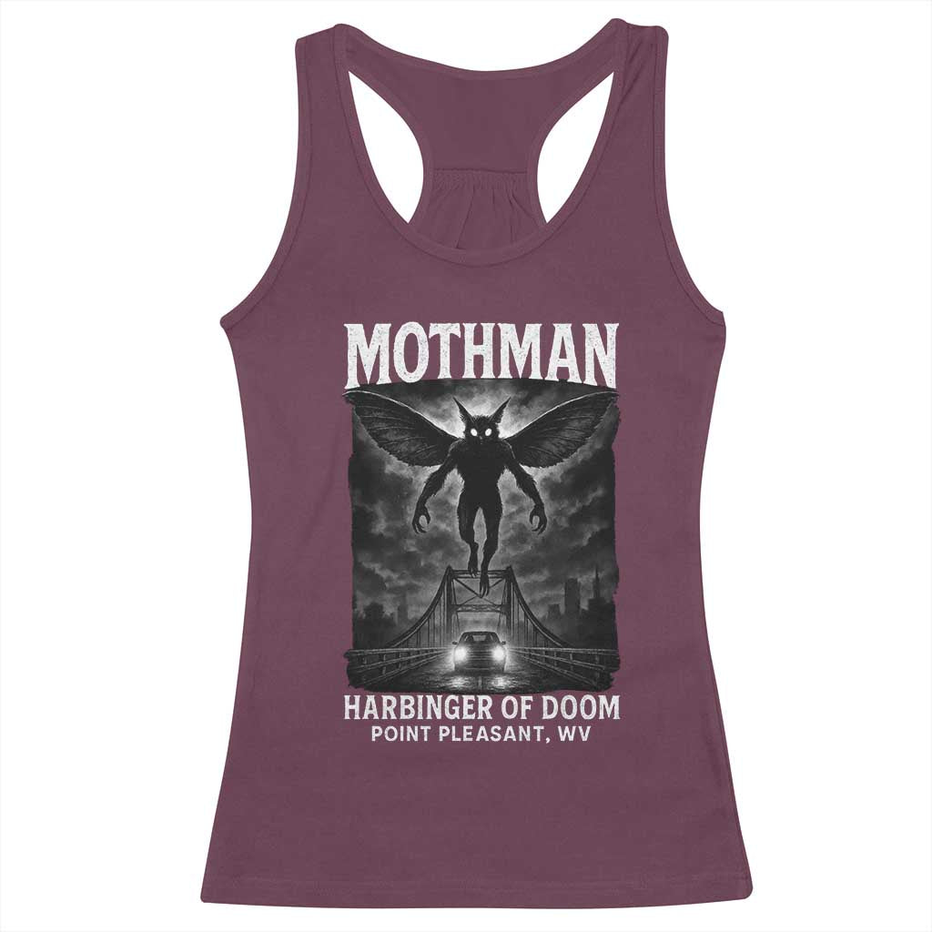 Mothman Racerback Tank Top Horror Poster Halloween Harbinger of Doom Cryptid Creature - Wonder Print Shop