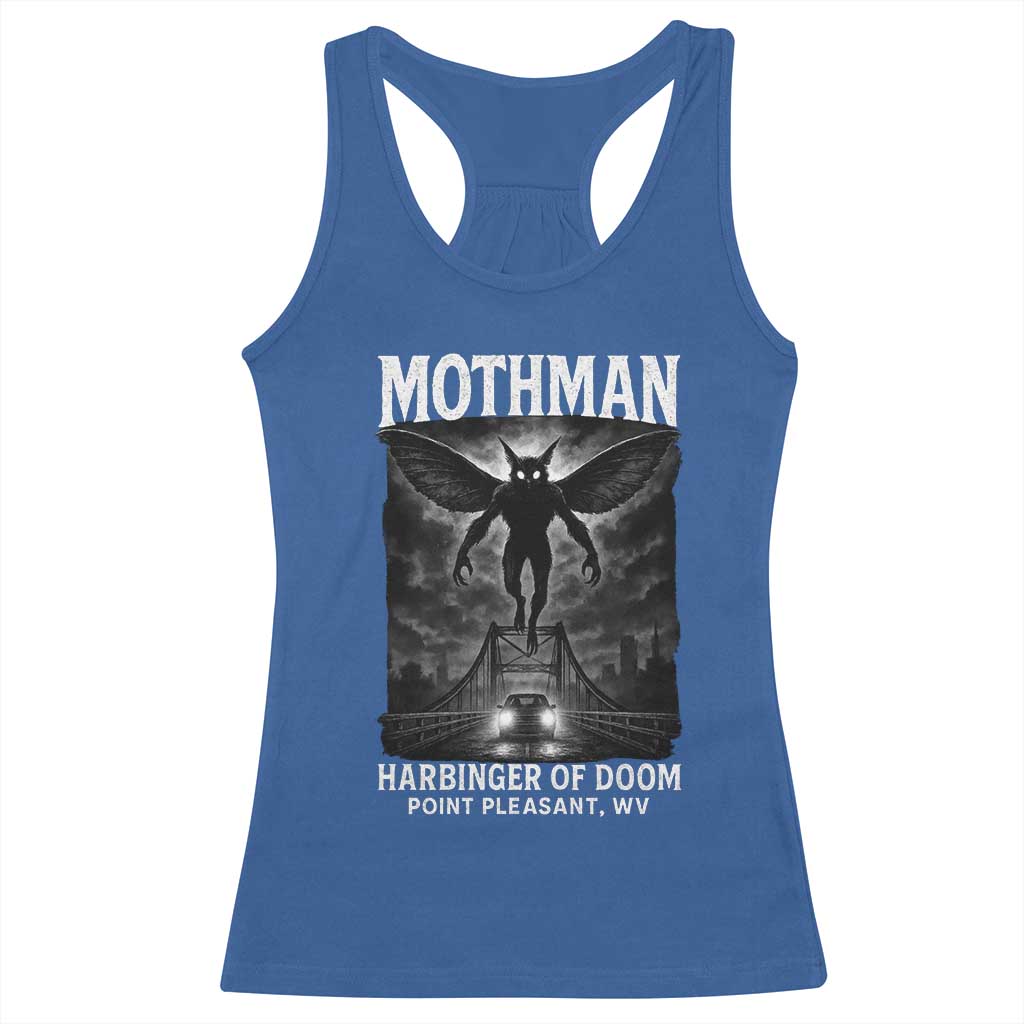 Mothman Racerback Tank Top Horror Poster Halloween Harbinger of Doom Cryptid Creature - Wonder Print Shop