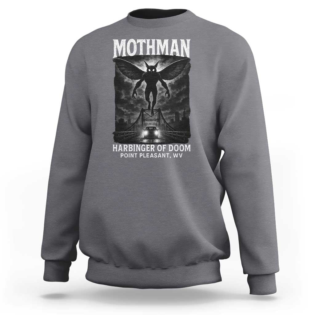 Mothman Sweatshirt Horror Poster Halloween Harbinger of Doom Cryptid Creature - Wonder Print Shop
