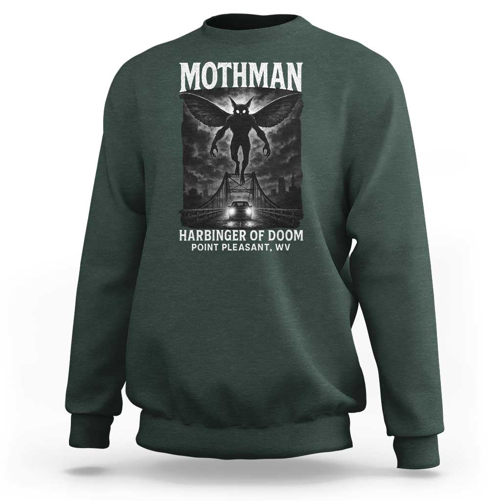 Mothman Sweatshirt Horror Poster Halloween Harbinger of Doom Cryptid Creature - Wonder Print Shop