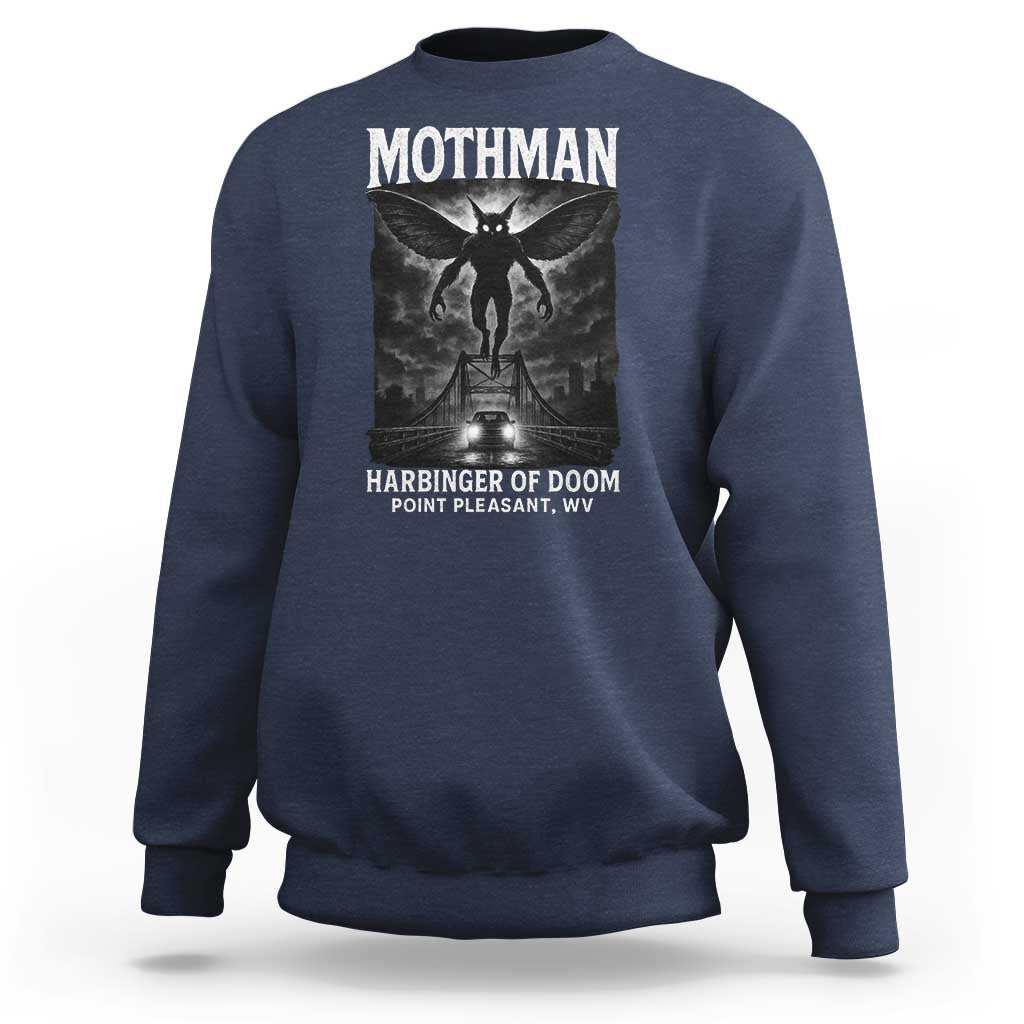 Mothman Sweatshirt Horror Poster Halloween Harbinger of Doom Cryptid Creature - Wonder Print Shop