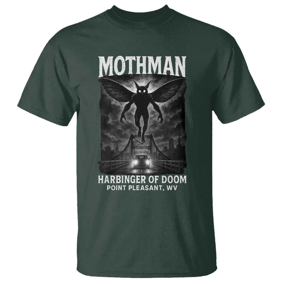 Mothman T Shirt Horror Poster Halloween Harbinger of Doom Cryptid Creature - Wonder Print Shop