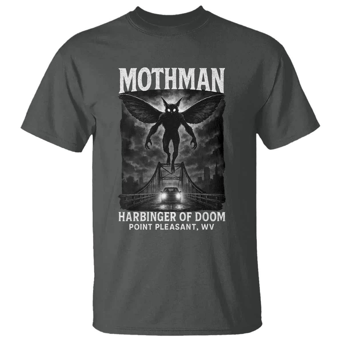 Mothman T Shirt Horror Poster Halloween Harbinger of Doom Cryptid Creature - Wonder Print Shop