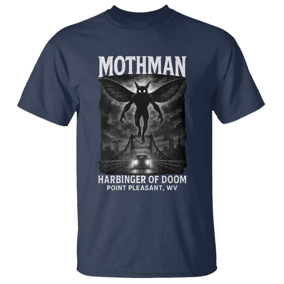 Mothman T Shirt Horror Poster Halloween Harbinger of Doom Cryptid Creature - Wonder Print Shop