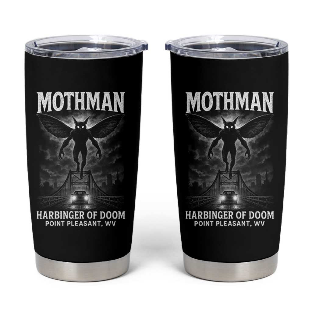 Mothman Tumbler Cup Horror Poster Halloween Harbinger of Doom Cryptid Creature - Wonder Print Shop