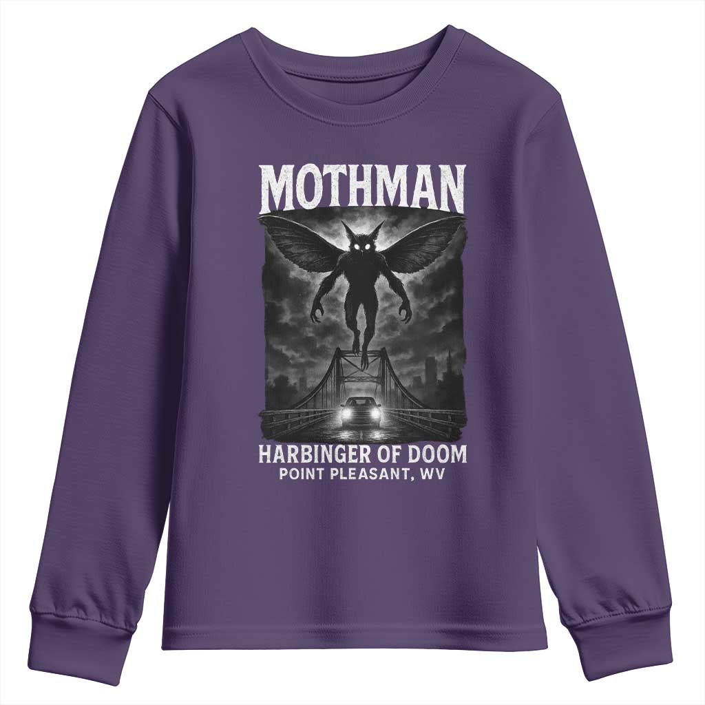 Mothman Youth Sweatshirt Horror Poster Halloween Harbinger of Doom Cryptid Creature - Wonder Print Shop