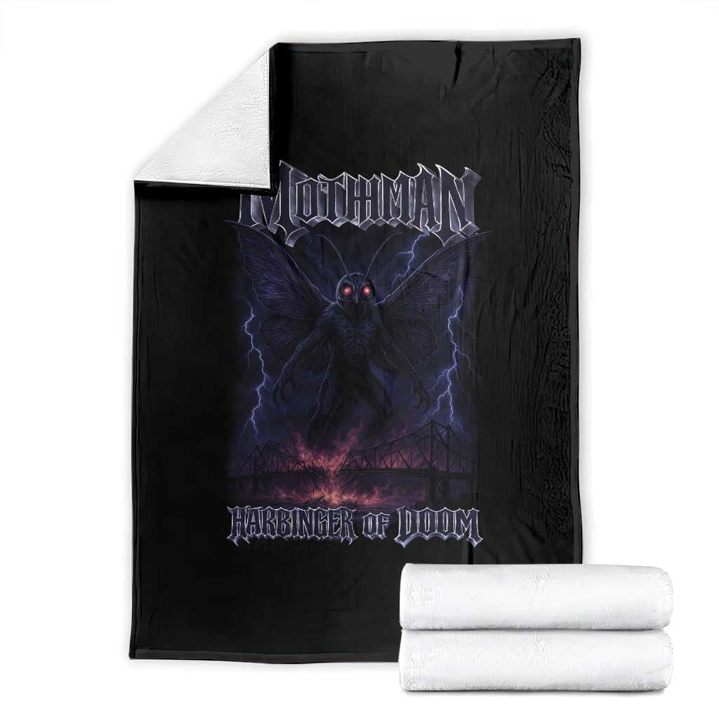 Mothman Throw Blanket Black Bridge Folk Horror Cryptid Fan