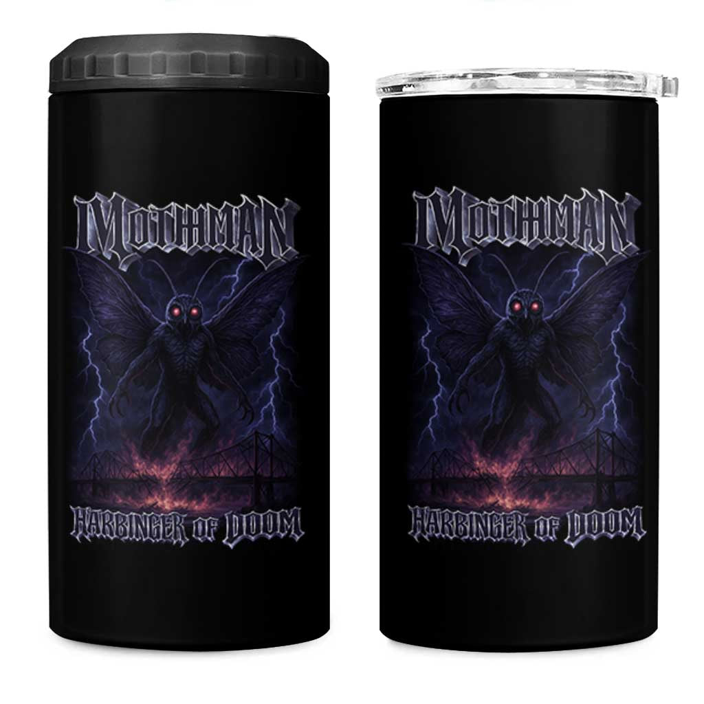 Mothman 4 in 1 Can Cooler Tumbler Black Bridge Folk Horror Cryptid Fan
