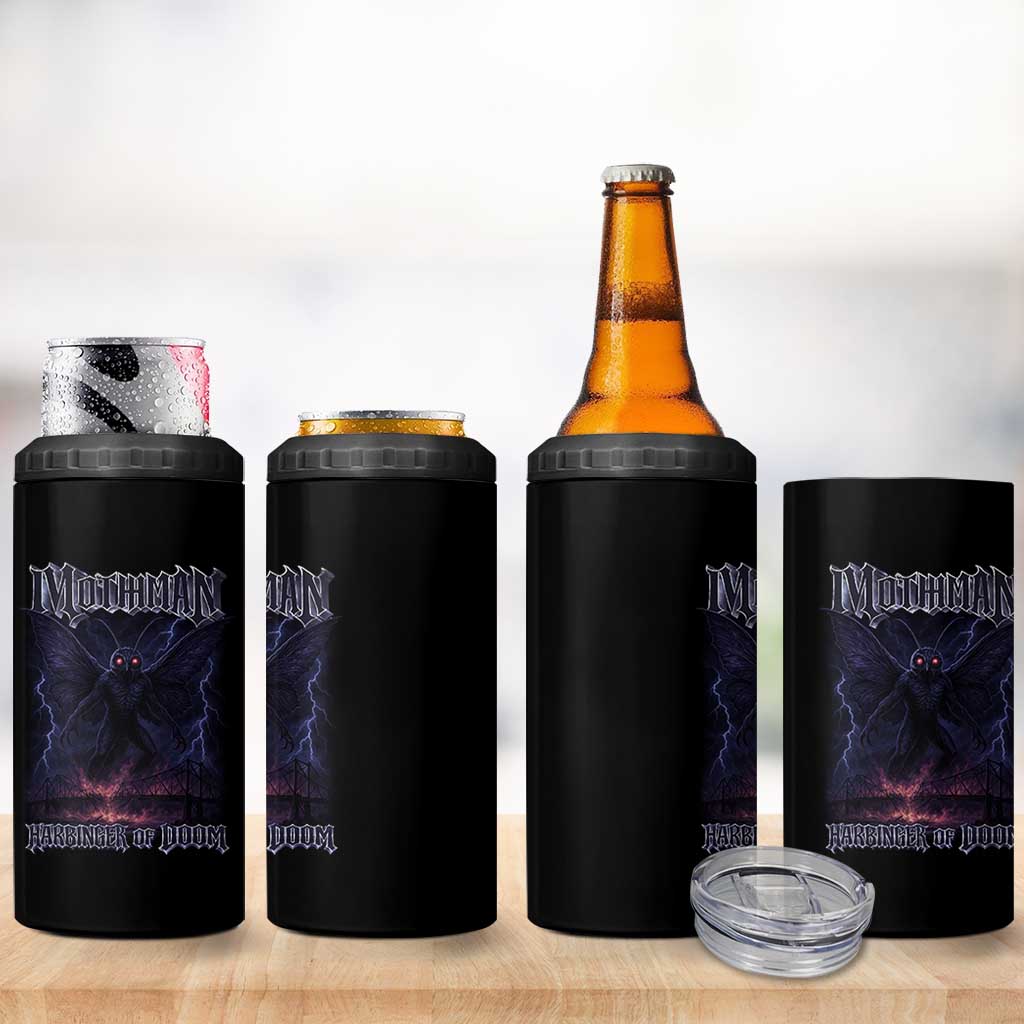 Mothman 4 in 1 Can Cooler Tumbler Black Bridge Folk Horror Cryptid Fan