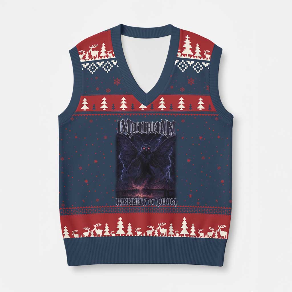 Mothman V-Neck Knit Sweater Vest Black Bridge Folk Horror Cryptid Fan