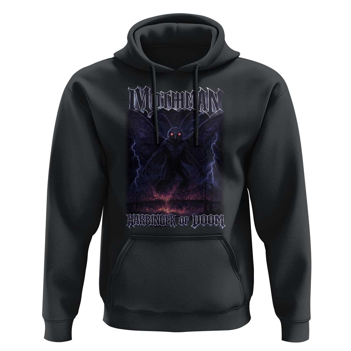 Mothman Hoodie Black Bridge Folk Horror Cryptid Fan