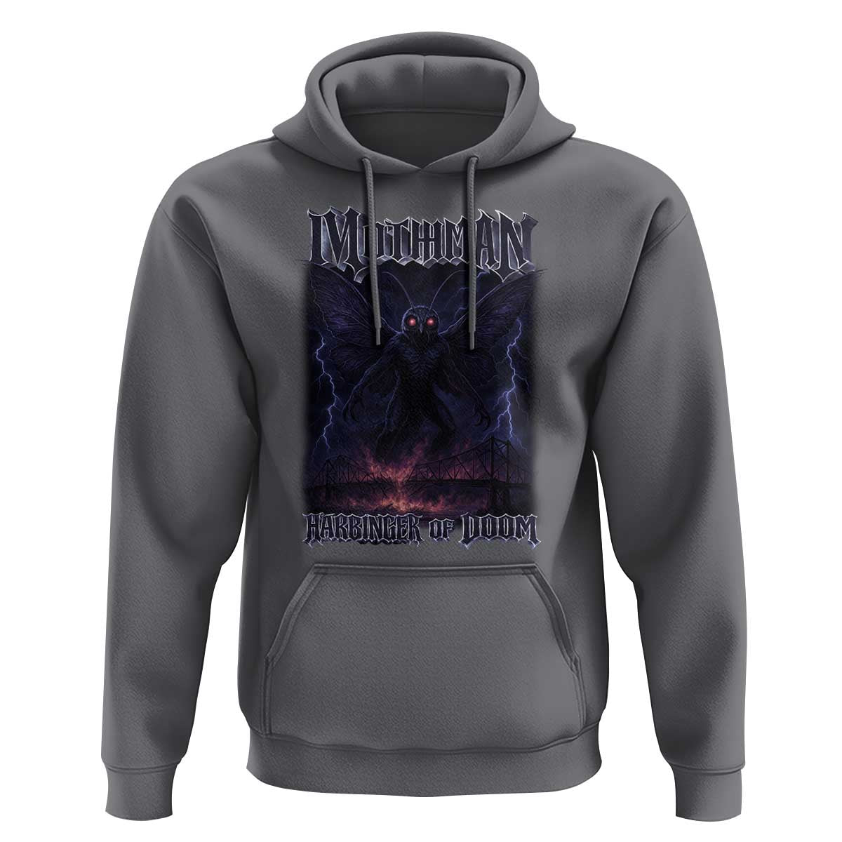 Mothman Hoodie Black Bridge Folk Horror Cryptid Fan