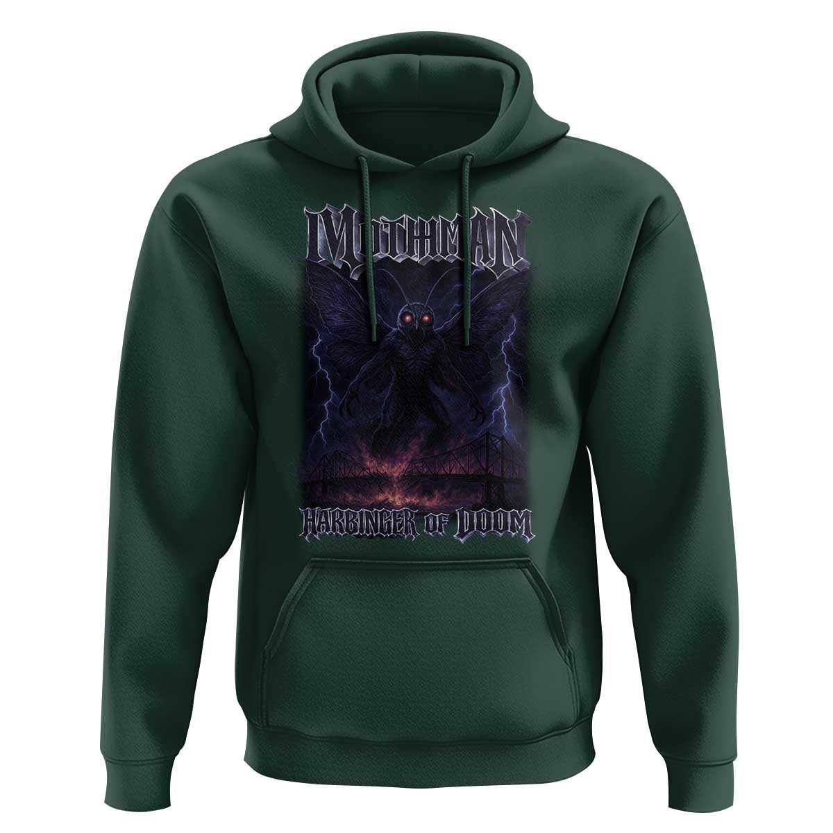 Mothman Hoodie Black Bridge Folk Horror Cryptid Fan