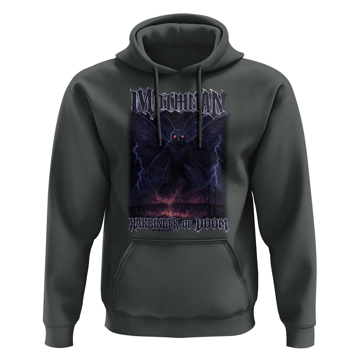 Mothman Hoodie Black Bridge Folk Horror Cryptid Fan