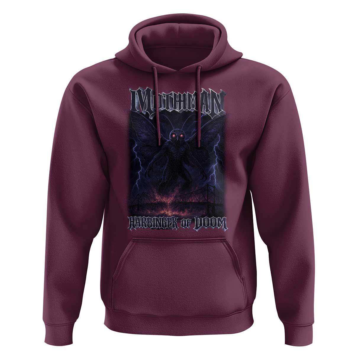 Mothman Hoodie Black Bridge Folk Horror Cryptid Fan