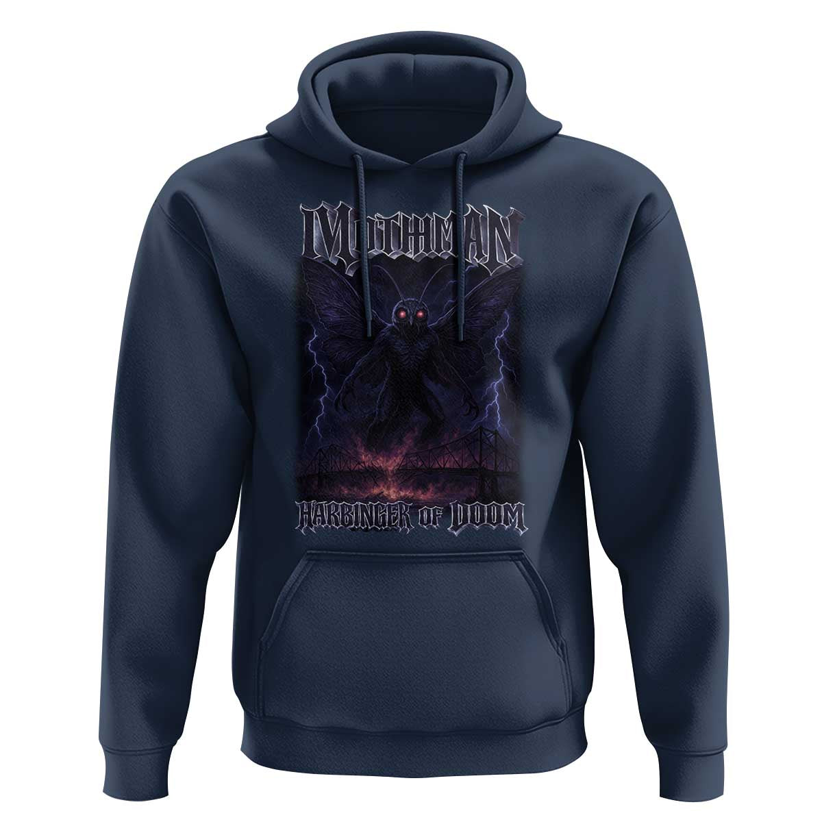 Mothman Hoodie Black Bridge Folk Horror Cryptid Fan