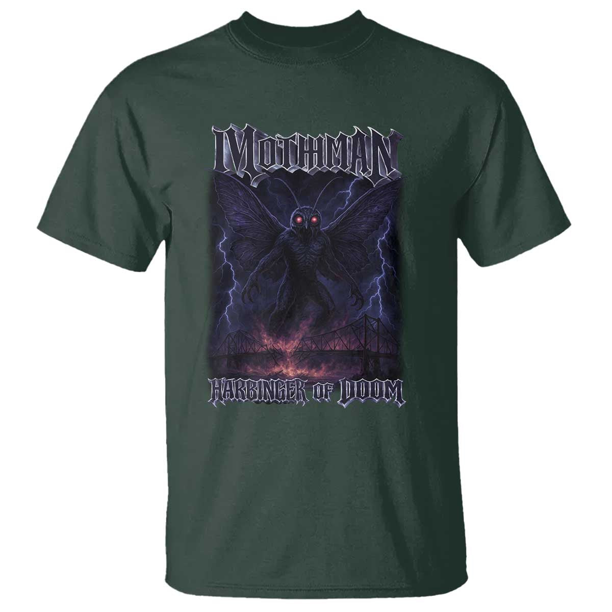 Mothman T Shirt Black Bridge Folk Horror Cryptid Fan