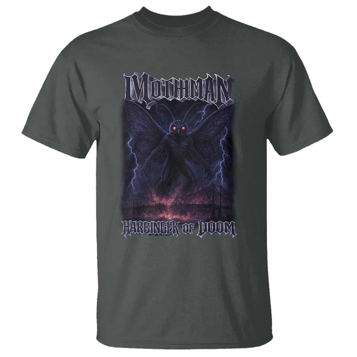 Mothman T Shirt Black Bridge Folk Horror Cryptid Fan