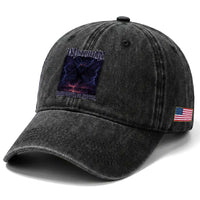 Mothman Washed Cotton Baseball Cap Black Bridge Folk Horror Cryptid Fan