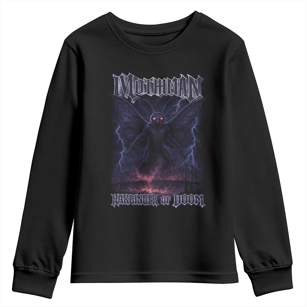 Mothman Youth Sweatshirt Black Bridge Folk Horror Cryptid Fan