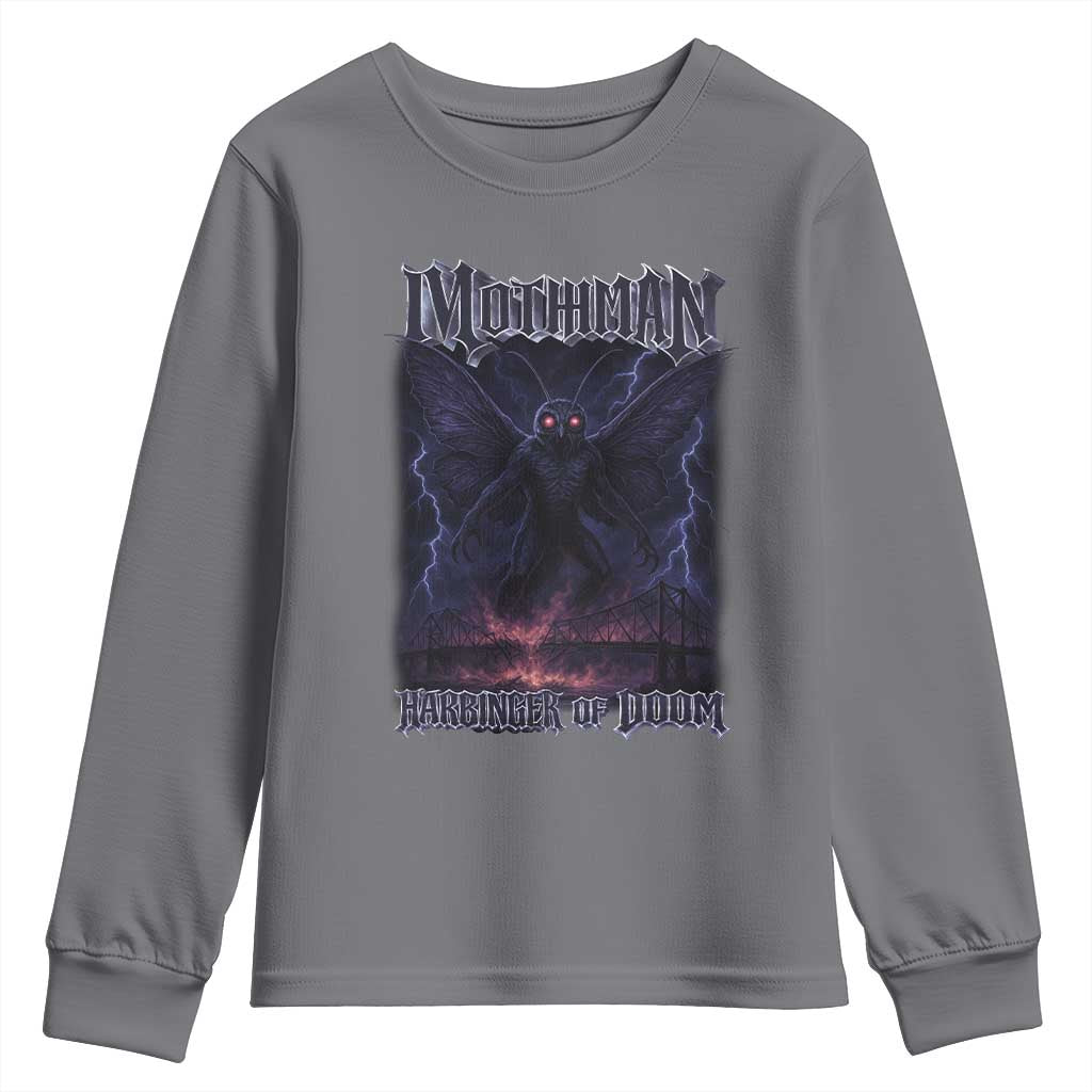 Mothman Youth Sweatshirt Black Bridge Folk Horror Cryptid Fan