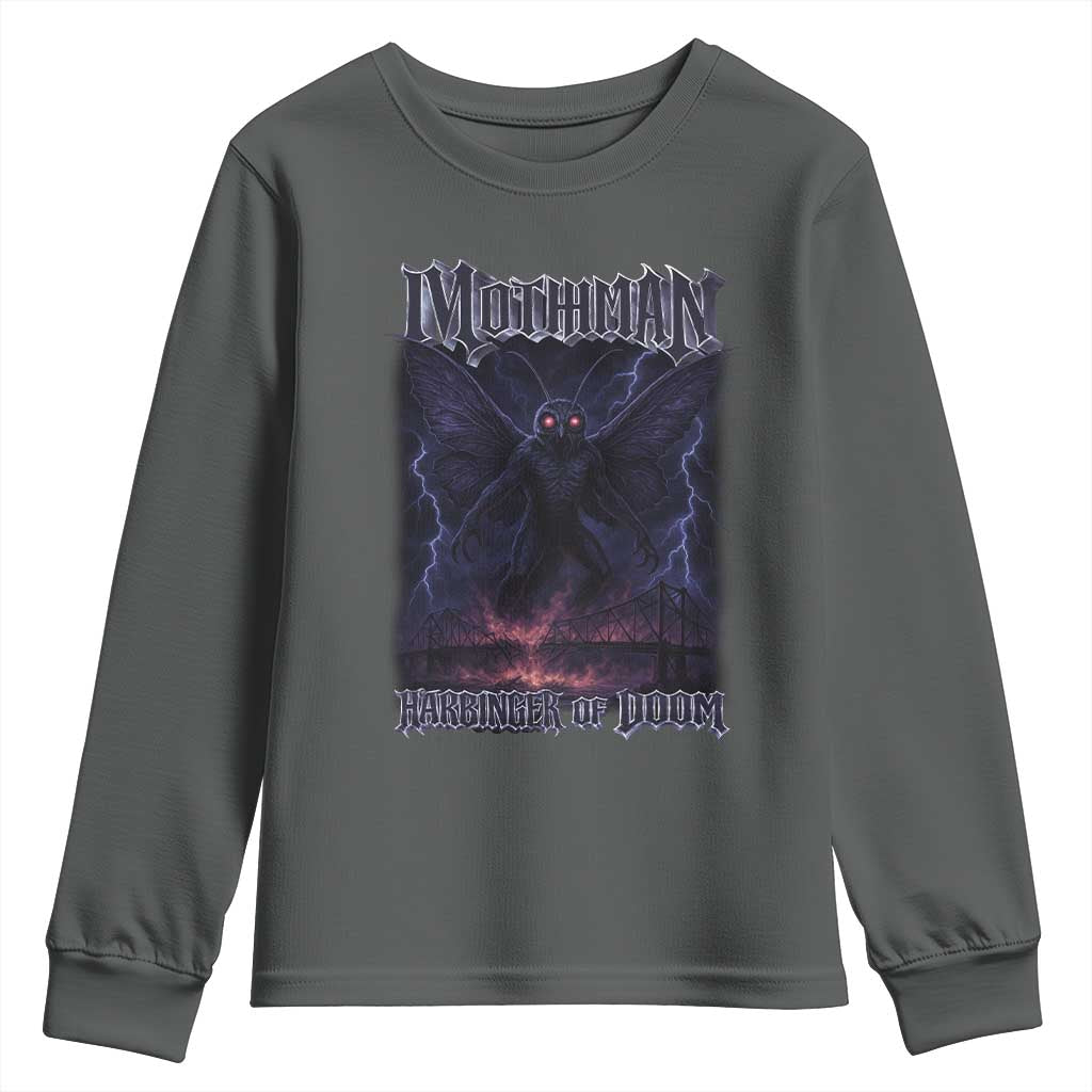 Mothman Youth Sweatshirt Black Bridge Folk Horror Cryptid Fan