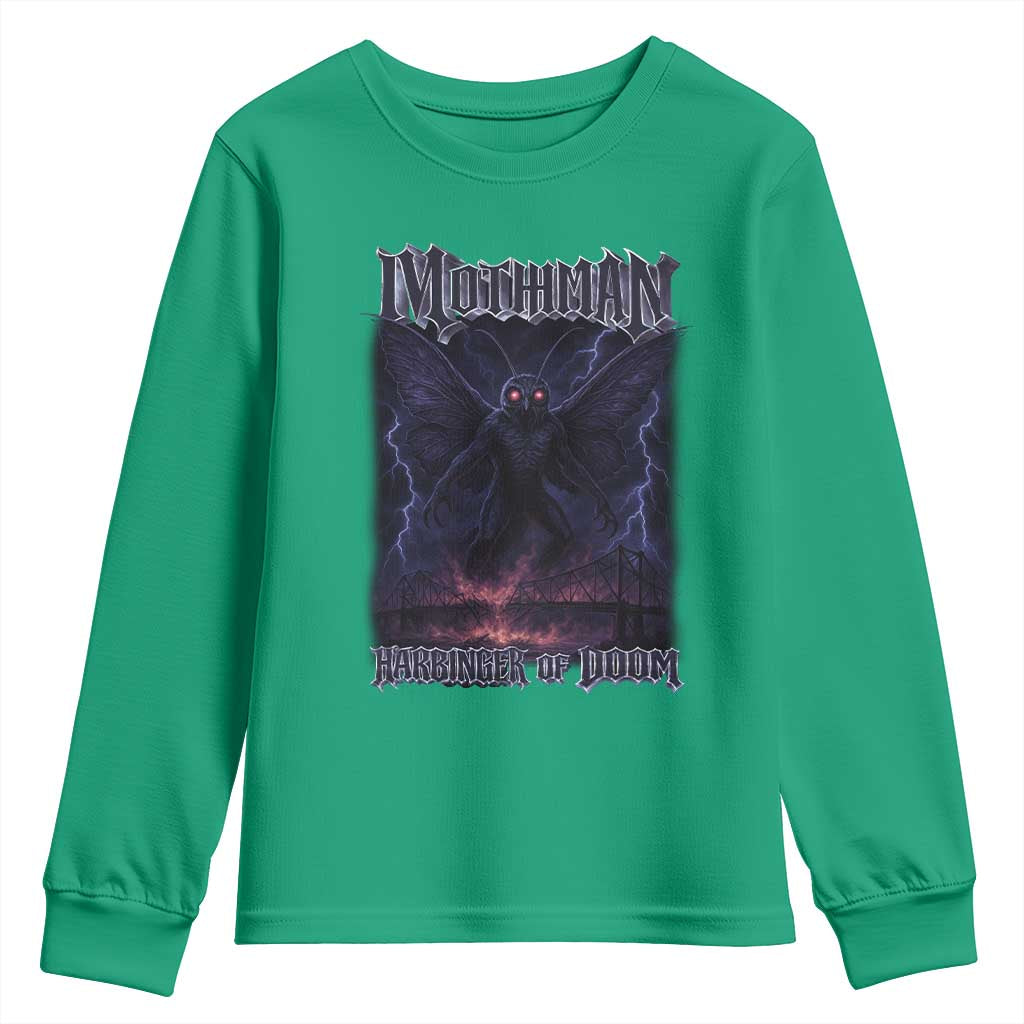 Mothman Youth Sweatshirt Black Bridge Folk Horror Cryptid Fan