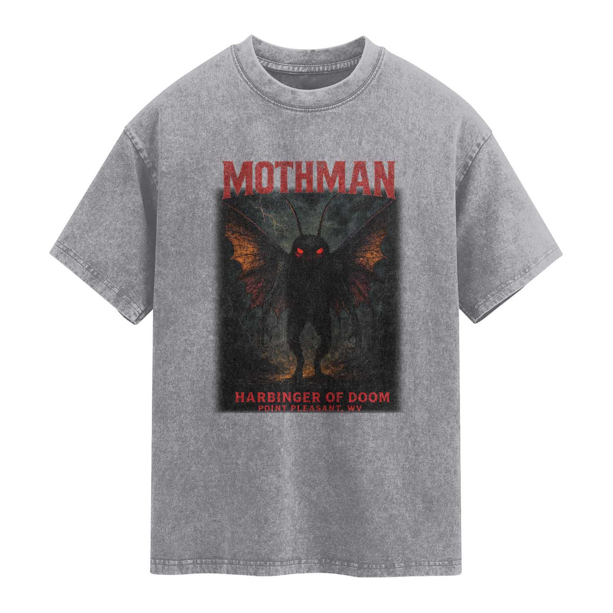 Mothman Washed Cotton T-Shirt Horror Harbinger of Doom Urban Myth Cryptid Creature