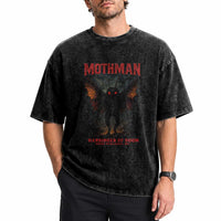 Mothman Washed Cotton T-Shirt Horror Harbinger of Doom Urban Myth Cryptid Creature