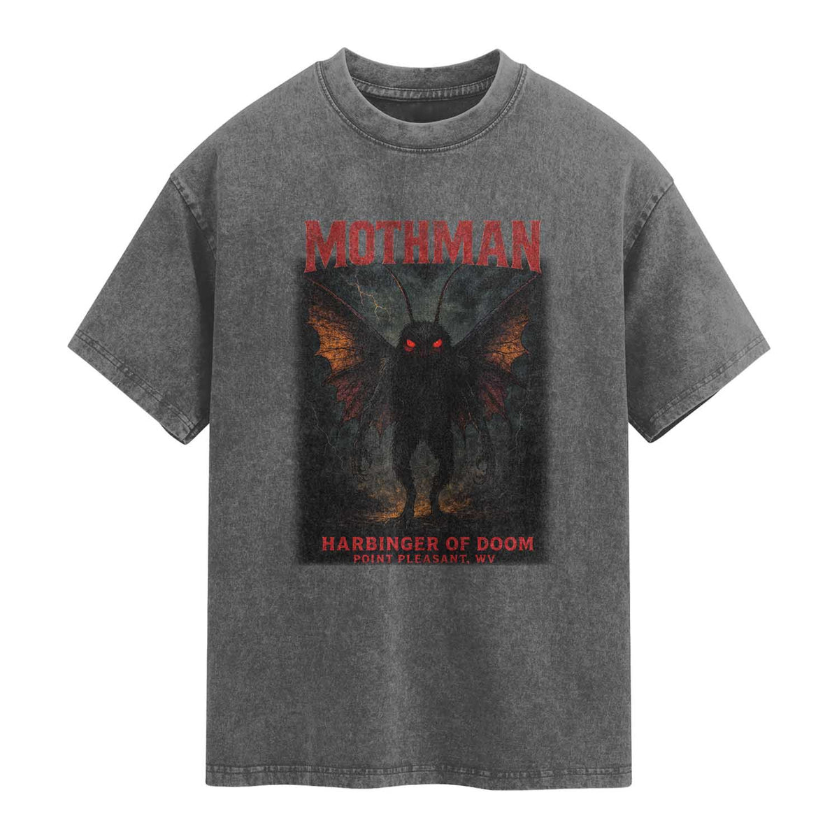 Mothman Washed Cotton T-Shirt Horror Harbinger of Doom Urban Myth Cryptid Creature