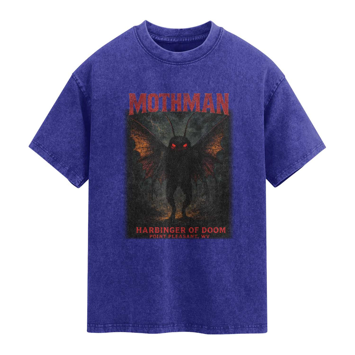Mothman Washed Cotton T-Shirt Horror Harbinger of Doom Urban Myth Cryptid Creature
