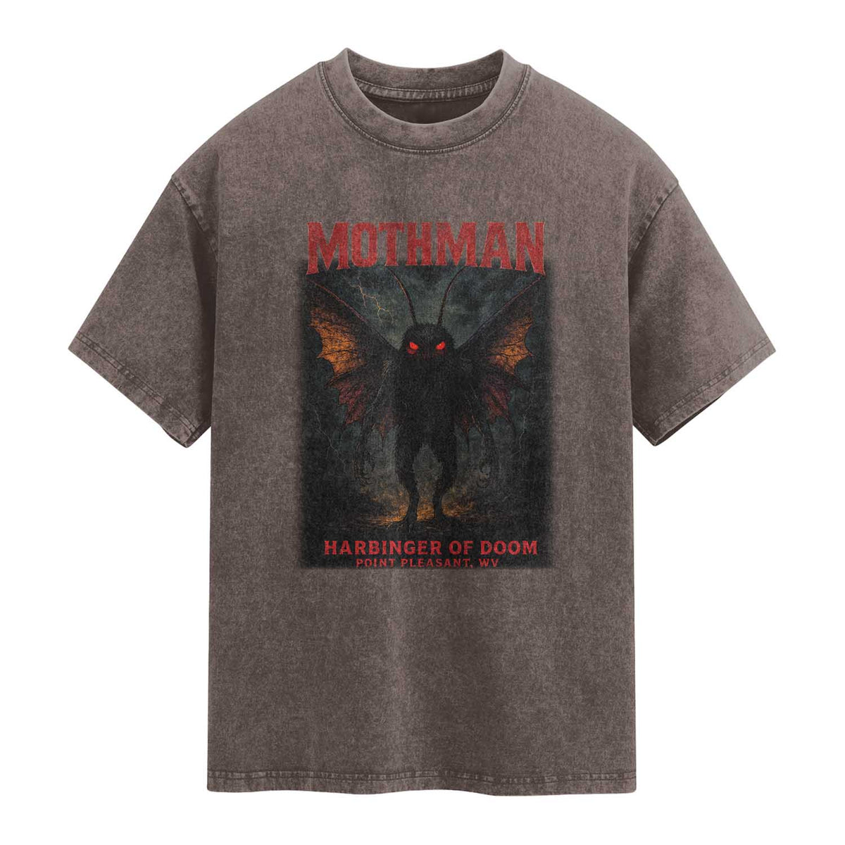 Mothman Washed Cotton T-Shirt Horror Harbinger of Doom Urban Myth Cryptid Creature