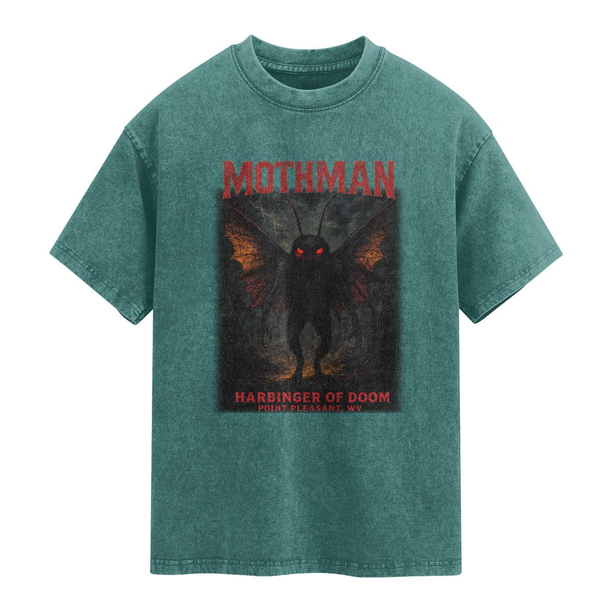 Mothman Washed Cotton T-Shirt Horror Harbinger of Doom Urban Myth Cryptid Creature