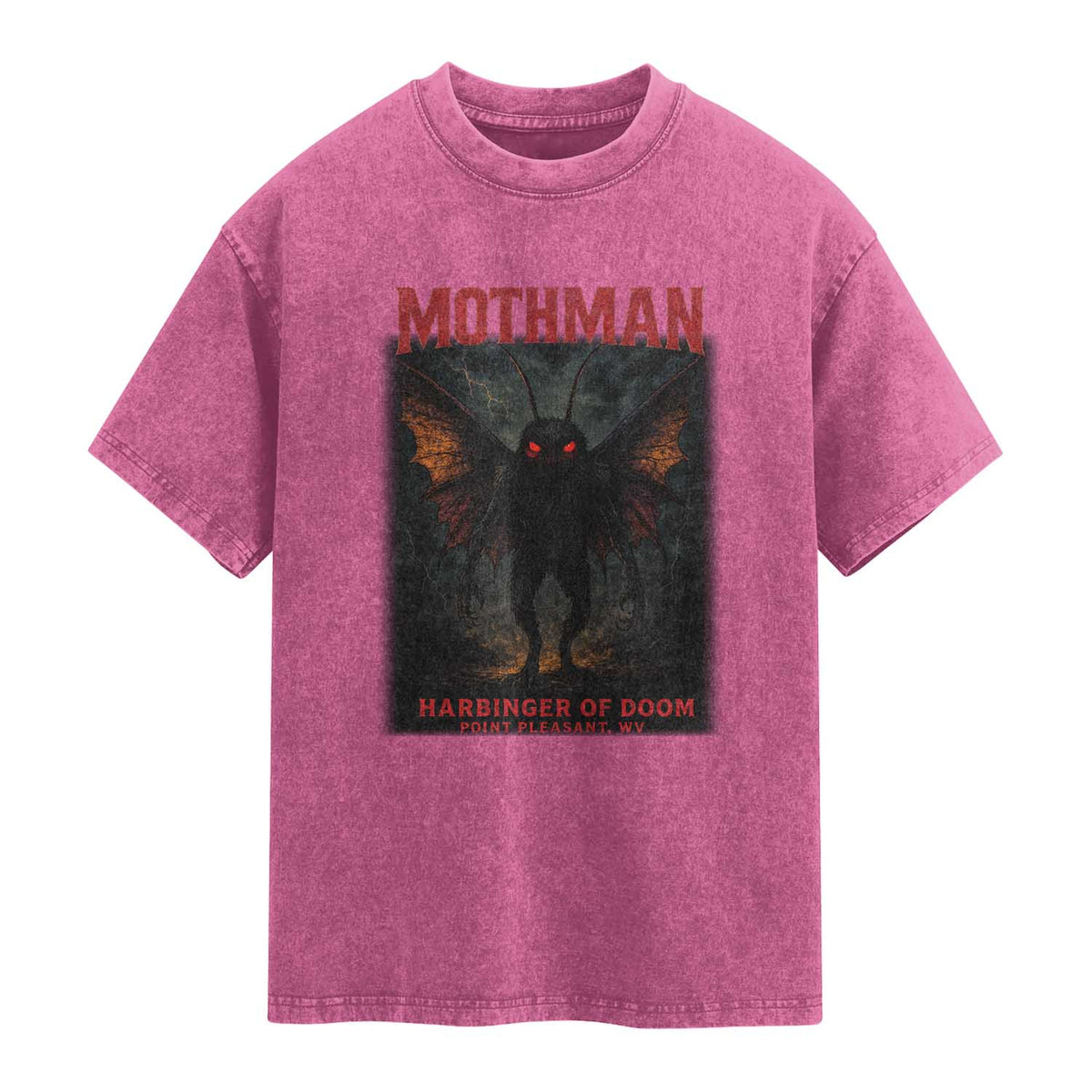 Mothman Washed Cotton T-Shirt Horror Harbinger of Doom Urban Myth Cryptid Creature