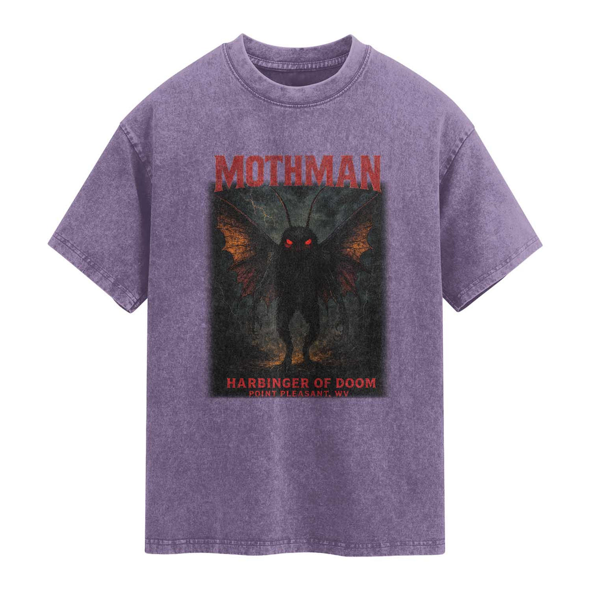 Mothman Washed Cotton T-Shirt Horror Harbinger of Doom Urban Myth Cryptid Creature
