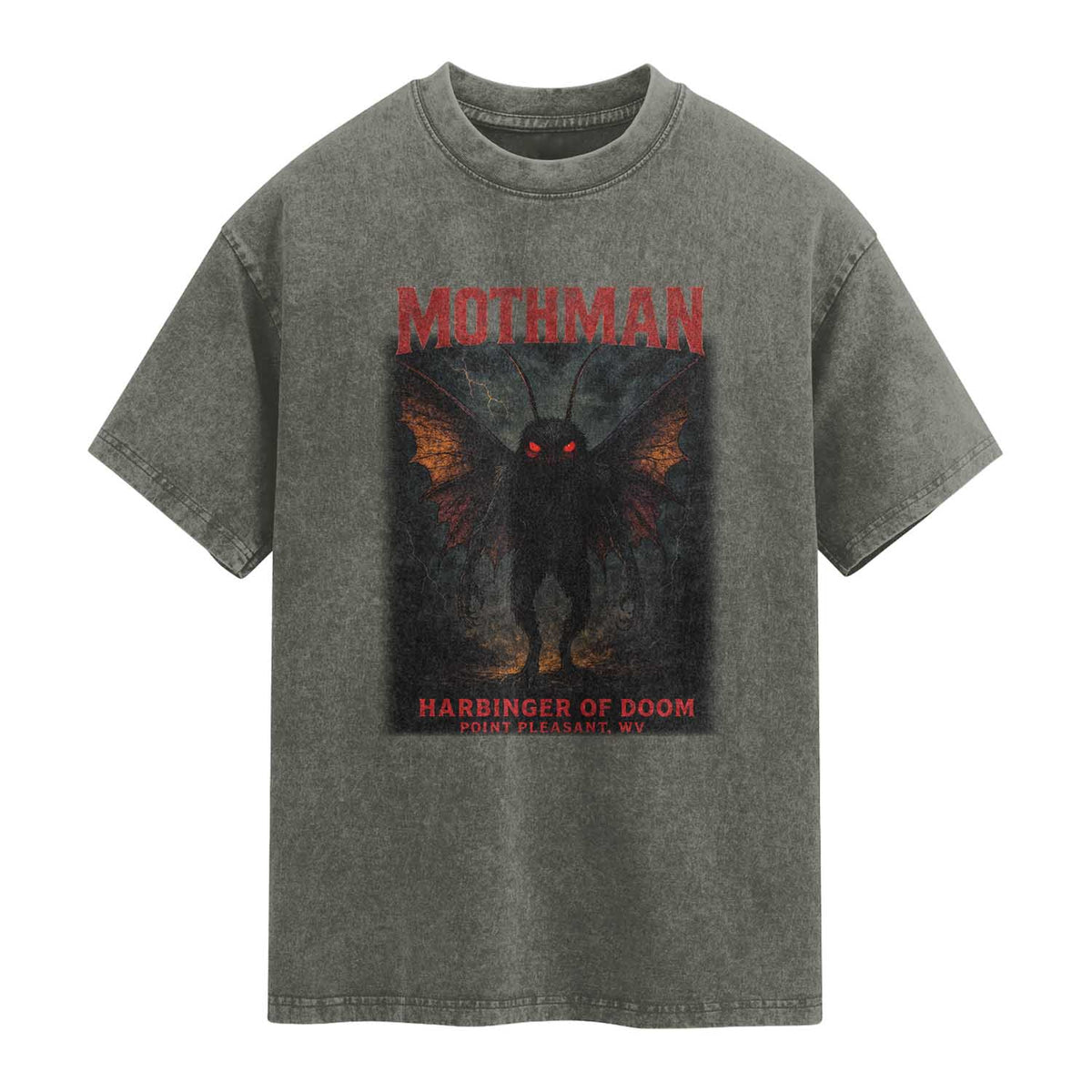 Mothman Washed Cotton T-Shirt Horror Harbinger of Doom Urban Myth Cryptid Creature