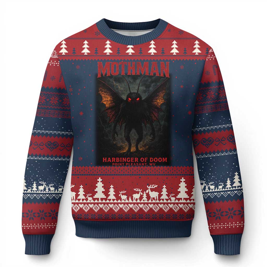 Mothman Ugly Christmas Sweater Horror Harbinger of Doom Urban Myth Cryptid Creature - Wonder Print Shop