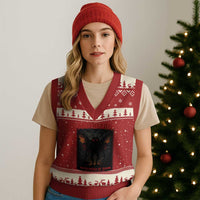 Mothman V-Neck Knit Sweater Vest Horror Harbinger of Doom Urban Myth Cryptid Creature - Wonder Print Shop
