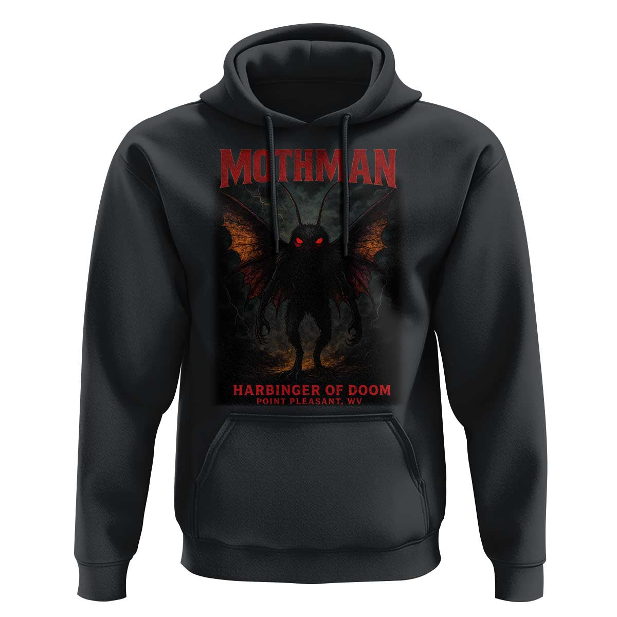 Mothman Hoodie Horror Harbinger of Doom Urban Myth Cryptid Creature - Wonder Print Shop