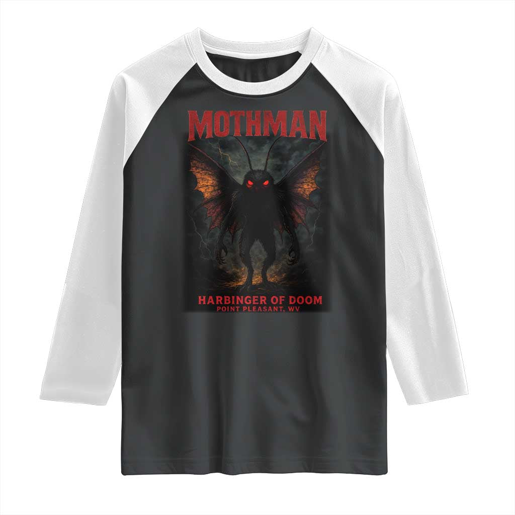 Mothman Raglan Shirt Horror Harbinger of Doom Urban Myth Cryptid Creature - Wonder Print Shop