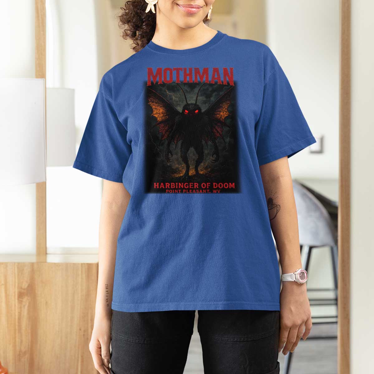 Mothman T Shirt For Women Horror Harbinger of Doom Urban Myth Cryptid Creature - Wonder Print Shop