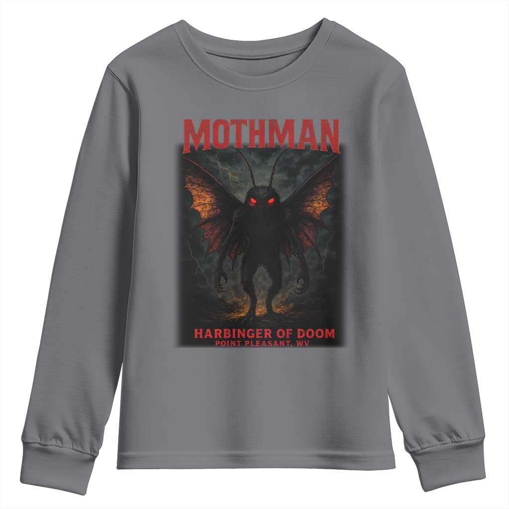 Mothman Youth Sweatshirt Horror Harbinger of Doom Urban Myth Cryptid Creature - Wonder Print Shop