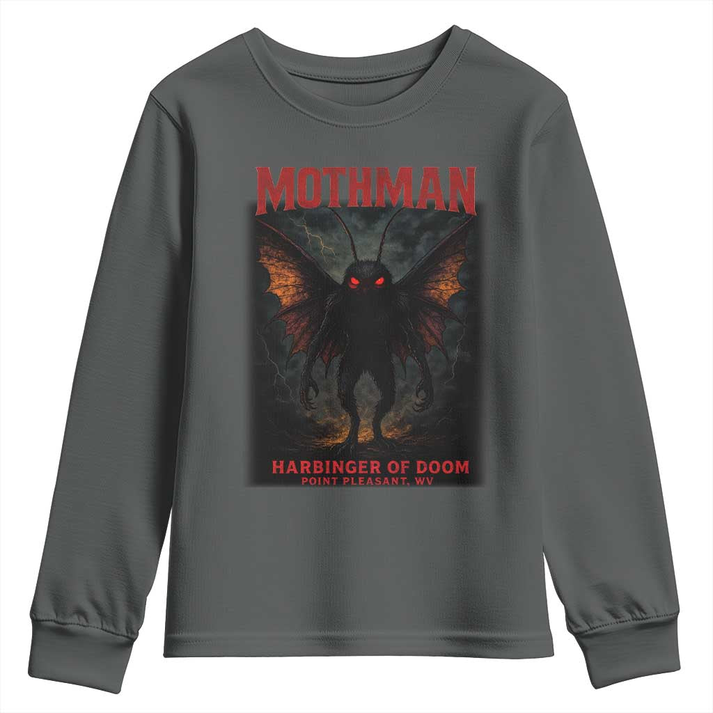 Mothman Youth Sweatshirt Horror Harbinger of Doom Urban Myth Cryptid Creature - Wonder Print Shop