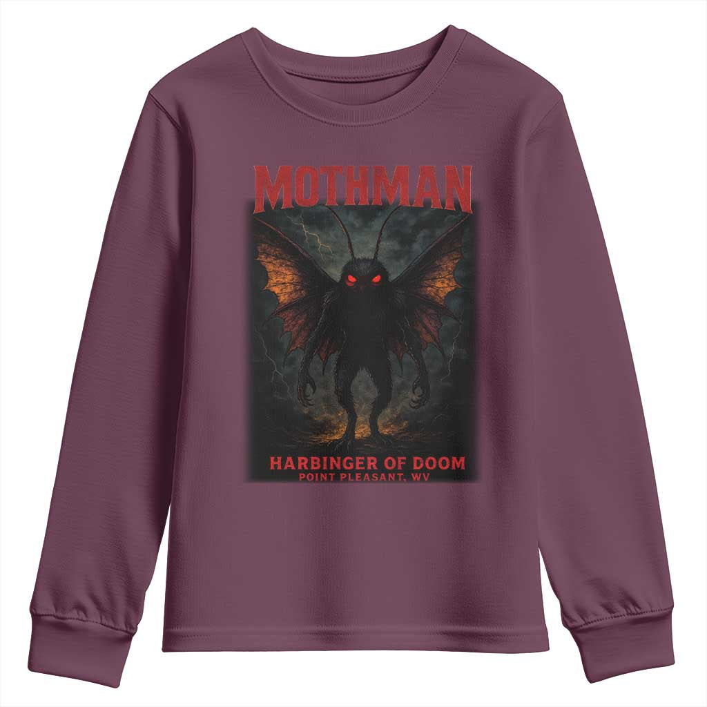 Mothman Youth Sweatshirt Horror Harbinger of Doom Urban Myth Cryptid Creature - Wonder Print Shop