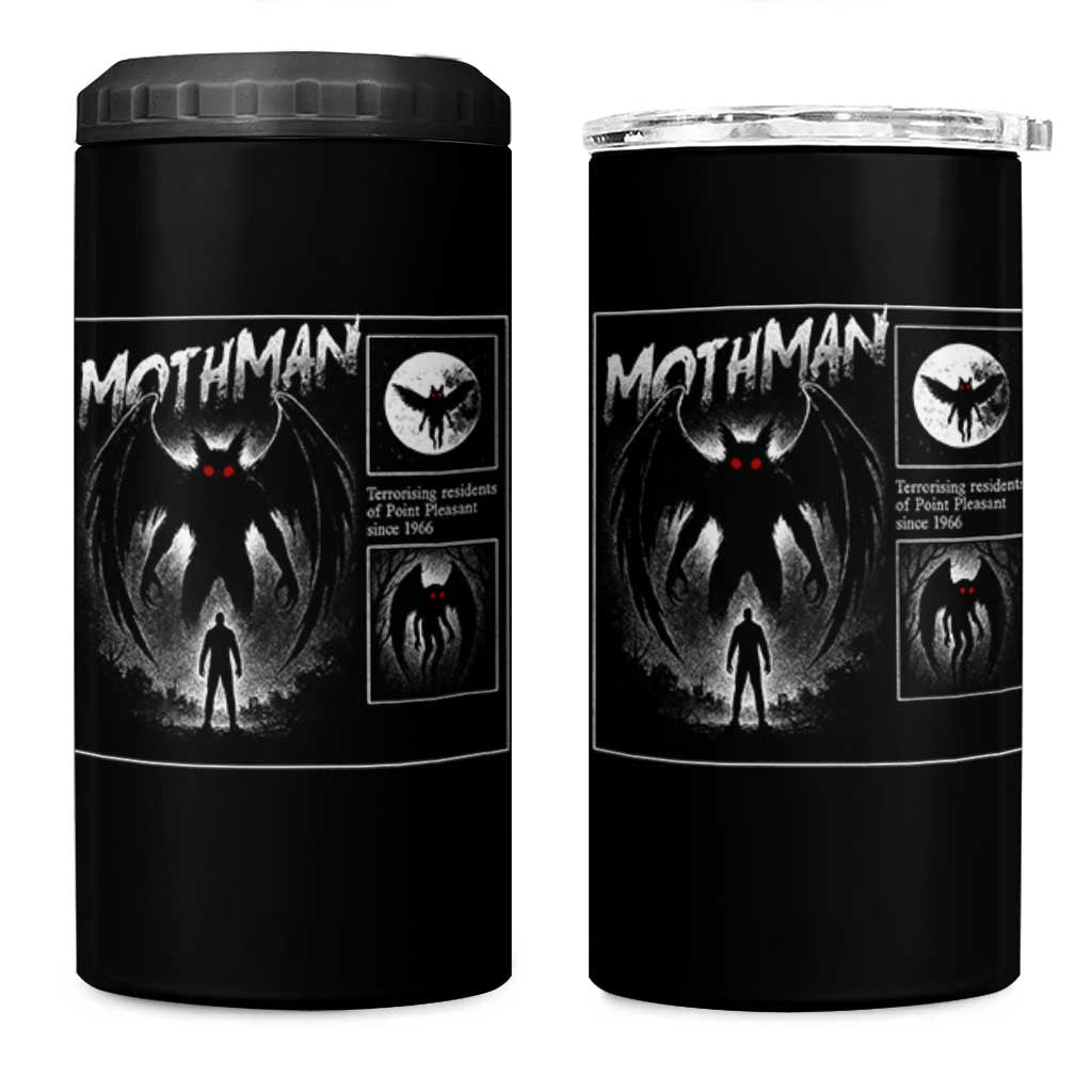 Mothman 4 in 1 Can Cooler Tumbler Retro Horror Manga Urban Myth Cryptid Creature - Wonder Print Shop